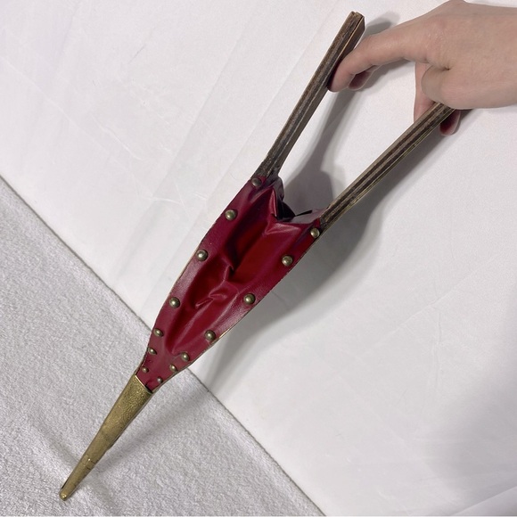 Vintage Antique Brass W Leather & Wood Decorative Bellows - Picture 5 of 14